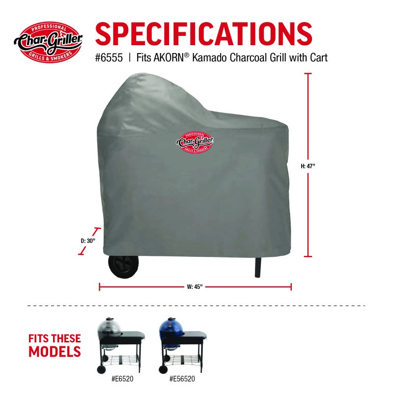 Char-Griller 6555 Akorn Kamado Cart Grill Cover - Image 3